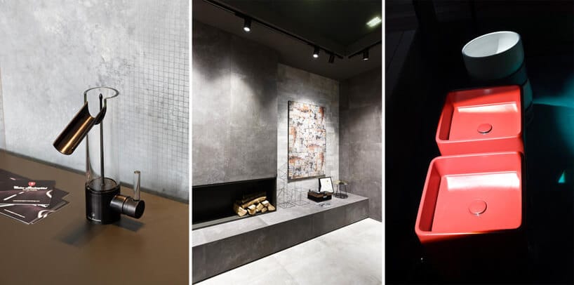 trzy stoiska na Cersaie 2019 z płytkami ceramicznymi