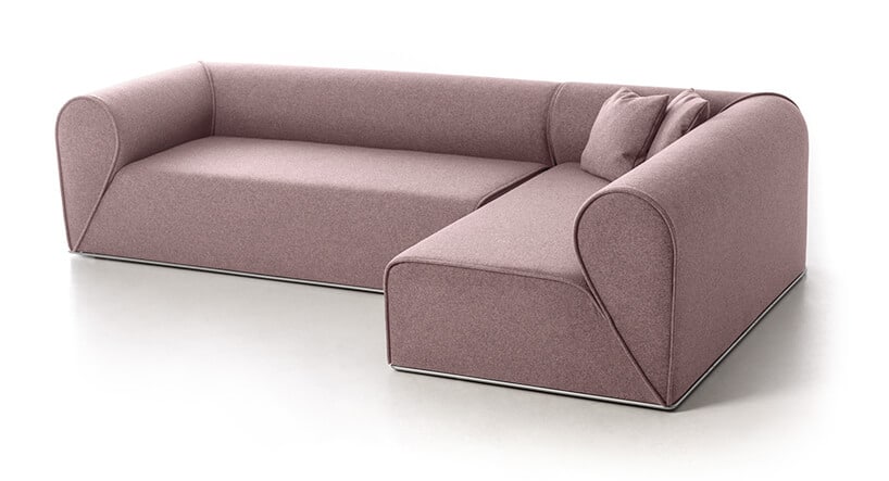 duża różowa narożna Sofa Heartbreaker od Moroso