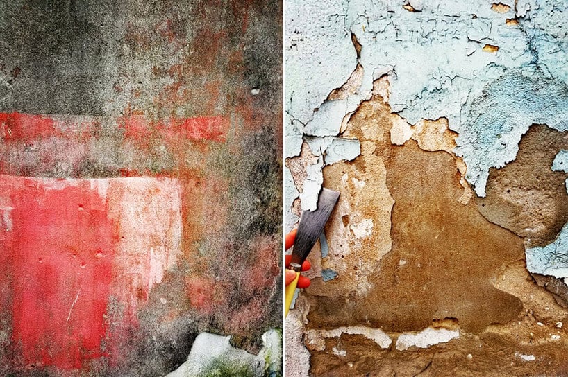 zestawienie dwóch obdrapanych ścian